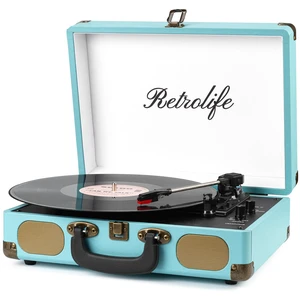 ® Record Player,3-Speed Bluetooth Suitcase Vinyl Player-Blue Built-in Stereo Speakers, Portable Turntable Plays 7/10/12" Records, 33/45/78 RPM, Bluetooth Streaming, RCA/Headphone Jack ® Record Player,3-Speed Bluetooth Suitcase Vinyl Player-Blue Built-in Stereo Speakers, Portable Turntable Plays 7/10/12" Records, 33/45/78 RPM, Bluetooth Streaming, RCA/Headphone Jack
