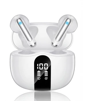 Wireless Earbuds, 2026 Bluetooth 5.4 Headphones Bass Stereo Ear Buds with Noise Cancelling Mic, LED Display in Ear Earphones 50H Playtime Ear Buds, IP7 Waterproof for Laptop Pad Phones White Wireless Earbuds, 2026 Bluetooth 5.4 Headphones Bass Stereo Ear Buds with Noise Cancelling Mic, LED Display in Ear Earphones 50H Playtime Ear Buds, IP7 Waterproof for Laptop Pad Phones White