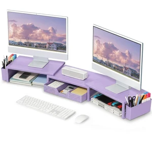 Desk Organizers and Accessories, Dual Monitor Stand Riser with Drawer and 2 Pen Holders, Desk Shelf Computer Racks & Printer Stand for Office Workspace Organizers, Desktop Organization (Purple) Desk Organizers and Accessories, Dual Monitor Stand Riser with Drawer and 2 Pen Holders, Desk Shelf Computer Racks & Printer Stand for Office Workspace Organizers, Desktop Organization (Purple)