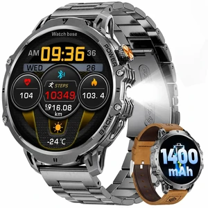 Military Smart Watches for Men(2 Bands), 1400mAh/1.85" HD Large Screen 110+ Sports Modes/Flashlight/IP68 Waterproof/Sleep Monitor Smartwatch, Fitness Tracker Watch for Android iOS,Brown Military Smart Watches for Men(2 Bands), 1400mAh/1.85" HD Large Screen 110+ Sports Modes/Flashlight/IP68 Waterproof/Sleep Monitor Smartwatch, Fitness Tracker Watch for Android iOS,Brown