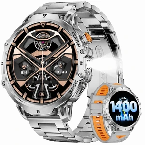 Military Smart Watches for Men(2 Bands), 1400mAh/1.85" HD Large Screen Flashlight/110+ Sports Modes/IP68 Waterproof/Sleep Monitor Smartwatch, Fitness Tracker Watch for Android iOS,Silver Military Smart Watches for Men(2 Bands), 1400mAh/1.85" HD Large Screen Flashlight/110+ Sports Modes/IP68 Waterproof/Sleep Monitor Smartwatch, Fitness Tracker Watch for Android iOS,Silver