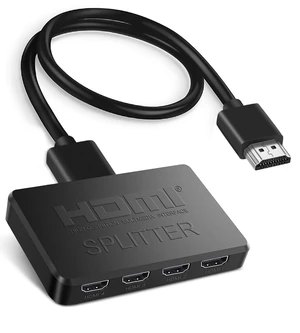 4K HDMI Splitter 1 in 4 Out with Hdmi 2.0 Cable, Only Mirror HDMI Video Distributor 1X4 Mirror Duplicate 1 Source to 4 Displays, Not for Extended, Support 1080P@60Hz, 3D, PS5, HDTV 4K HDMI Splitter 1 in 4 Out with Hdmi 2.0 Cable, Only Mirror HDMI Video Distributor 1X4 Mirror Duplicate 1 Source to 4 Displays, Not for Extended, Support 1080P@60Hz, 3D, PS5, HDTV