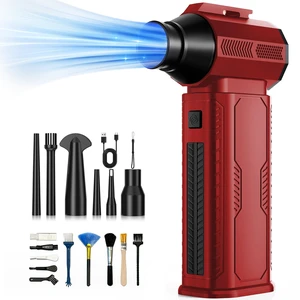 Compressed Air Duster, 130,000RPM Ultra-Powerful Electric Air Duster 8000mAh Rechargeable Battery Cordless Blower, 4-Gear Adjustable Air Blower for Keyboard, Computer, Car - Bright Red Compressed Air Duster, 130,000RPM Ultra-Powerful Electric Air Duster 8000mAh Rechargeable Battery Cordless Blower, 4-Gear Adjustable Air Blower for Keyboard, Computer, Car - Bright Red