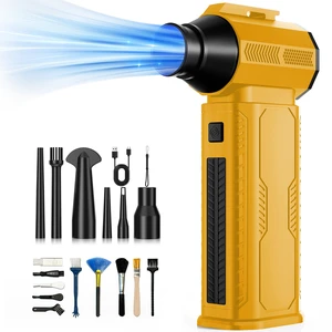Compressed Air Duster, 130,000RPM Ultra-Powerful Electric Air Duster 8000mAh Rechargeable Battery Cordless Blower, 4-Gear Adjustable Air Blower for Keyboard, Computer, Car - Bright Yellow Compressed Air Duster, 130,000RPM Ultra-Powerful Electric Air Duster 8000mAh Rechargeable Battery Cordless Blower, 4-Gear Adjustable Air Blower for Keyboard, Computer, Car - Bright Yellow