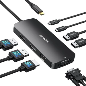 USB C Docking Station Dual DisplayPort, USB Hub with 2 DP, HDMI, VGA, USB C 2.0, A 2.0, PD Charging Port, Multi Monitor Adapter for Dell/HP Laptops, Black USB C Docking Station Dual DisplayPort, USB Hub with 2 DP, HDMI, VGA, USB C 2.0, A 2.0, PD Charging Port, Multi Monitor Adapter for Dell/HP Laptops, Black