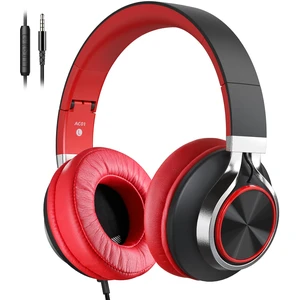 AC01 Over Ear Headphones Wired with Mic Volume Control, 3.5mm Jack Corded Stereo Headsets for Adults Teens Kids Headphones for School Classroom Chromebooks Laptop Tablets Travel, Black Red AC01 Over Ear Headphones Wired with Mic Volume Control, 3.5mm Jack Corded Stereo Headsets for Adults Teens Kids Headphones for School Classroom Chromebooks Laptop Tablets Travel, Black Red