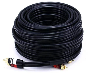Premium Two-Channel Audio Cable - 2 RCA Plug to 2 RCA Plug, Male to Male, 22AWG, 50 Feet, Black Premium Two-Channel Audio Cable - 2 RCA Plug to 2 RCA Plug, Male to Male, 22AWG, 50 Feet, Black