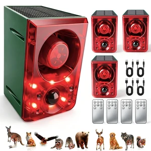 Solar Outdoor Motion Sensor Alarm Dog Barking Gunshot Sound 130dB Support Recording and Adjustable Volume,Loud Noise Maker 3 Work Modes Strobe Light for Home, Villa, Farm, Barn (4pack) Solar Outdoor Motion Sensor Alarm Dog Barking Gunshot Sound 130dB Support Recording and Adjustable Volume,Loud Noise Maker 3 Work Modes Strobe Light for Home, Villa, Farm, Barn (4pack)