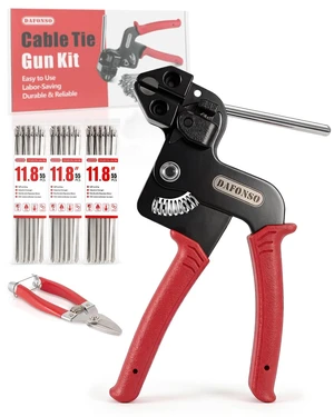 167-Piece Stainless Steel Cable Tie Gun Kit with 165 Metal Zip Ties Self-locking 11.8 in 304 stainless steel ties, metal scissors, fencing, exhaust wrap, cable management and outdoor work 167-Piece Stainless Steel Cable Tie Gun Kit with 165 Metal Zip Ties Self-locking 11.8 in 304 stainless steel ties, metal scissors, fencing, exhaust wrap, cable management and outdoor work