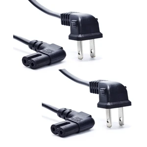 Replacement TV Power Cord, 2-Pack 12-Feet Right Angled 2-Prong to L-Shaped Figure 8 C7 Power Cable for Wall-Mouted LED LCD TV Replacement TV Power Cord, 2-Pack 12-Feet Right Angled 2-Prong to L-Shaped Figure 8 C7 Power Cable for Wall-Mouted LED LCD TV
