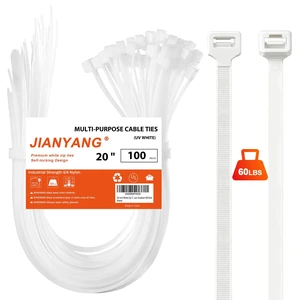 20 Inch White Long Zip Ties,60 LBS Tensile Strength Heavy Duty Large Cable Wire Ties With Self-Locking Adjustable More Durable Nylon Tie Wraps for Indoor Outdoor100 Pack 20 Inch White Long Zip Ties,60 LBS Tensile Strength Heavy Duty Large Cable Wire Ties With Self-Locking Adjustable More Durable Nylon Tie Wraps for Indoor Outdoor100 Pack