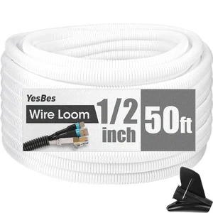 50 FT Wire Loom 1/2 Inch, Split Wire Loom Tubing Wire Conduit with Installation Tool, Flexible Wire Protector Tubing White 50 FT Wire Loom 1/2 Inch, Split Wire Loom Tubing Wire Conduit with Installation Tool, Flexible Wire Protector Tubing White