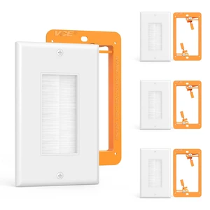 Brush Wall Plate Cable Pass Through with Bracket, Orange, 4-Pack Brush Wall Plate Cable Pass Through with Bracket, Orange, 4-Pack