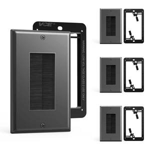 Brush Wall Plate Cable Pass Through with Bracket, Black, 4-Pack Brush Wall Plate Cable Pass Through with Bracket, Black, 4-Pack