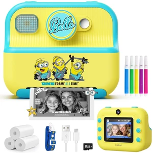 Kids Instant Camera, Minions Design Print Camera, Despicable Me Toy with Front & Rear Dual Selfie Lens, 1080P Video, Portable Toddler Camera, Birthday Gift for Boys Girls Ages 3-12, Yellow Kids Instant Camera, Minions Design Print Camera, Despicable Me Toy with Front & Rear Dual Selfie Lens, 1080P Video, Portable Toddler Camera, Birthday Gift for Boys Girls Ages 3-12, Yellow