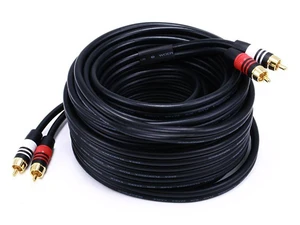 Premium Two-Channel Audio Cable - 35 Feet - Black 2 RCA Plug to 2 RCA Plug 22AWG, Male to Male Premium Two-Channel Audio Cable - 35 Feet - Black 2 RCA Plug to 2 RCA Plug 22AWG, Male to Male