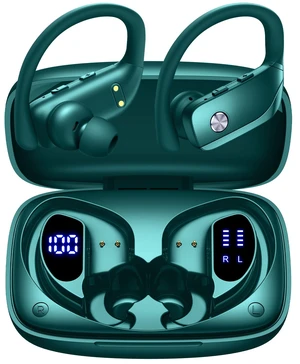Wireless Earbuds Bluetooth Headphones Over Ear Hooks Ear Buds with 80H Playtime, LED Power Display, Dual Mic Clear Calls, Sports Wireless Ear Buds Bluetooth Earbuds for Running Gym Workout (Green) Wireless Earbuds Bluetooth Headphones Over Ear Hooks Ear Buds with 80H Playtime, LED Power Display, Dual Mic Clear Calls, Sports Wireless Ear Buds Bluetooth Earbuds for Running Gym Workout (Green)