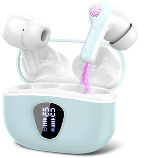 Wireless Earbuds, Bluetooth 5.3 Headphones HiFi Stereo, Bluetooth Earbuds With ENC Noise Cancelling Mic, IPX7 Waterproof in Ear Earphones, 45H, LED Display Ear buds for Pad Workout Sports, Azure Wireless Earbuds, Bluetooth 5.3 Headphones HiFi Stereo, Bluetooth Earbuds With ENC Noise Cancelling Mic, IPX7 Waterproof in Ear Earphones, 45H, LED Display Ear buds for Pad Workout Sports, Azure