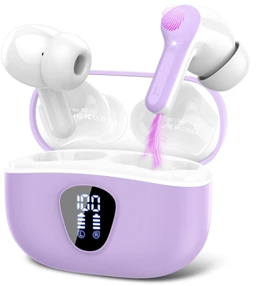 Wireless Earbuds, Bluetooth 5.3 Headphones HiFi Stereo, Bluetooth Earbuds With ENC Noise Cancelling Mic, IPX7 Waterproof in Ear Earphones, 45H, LED Display Ear buds for Pad Workout Sports, Purple Wireless Earbuds, Bluetooth 5.3 Headphones HiFi Stereo, Bluetooth Earbuds With ENC Noise Cancelling Mic, IPX7 Waterproof in Ear Earphones, 45H, LED Display Ear buds for Pad Workout Sports, Purple