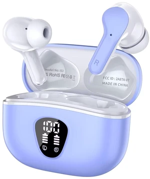 Wireless Earbuds, Bluetooth 5.3 Headphones HiFi Stereo, Bluetooth Earbuds With ENC Noise Cancelling Mic,IPX7 Waterproof in Ear Earphones,45H, LED Display Ear buds for Pad Workout Sports, White Purple Wireless Earbuds, Bluetooth 5.3 Headphones HiFi Stereo, Bluetooth Earbuds With ENC Noise Cancelling Mic,IPX7 Waterproof in Ear Earphones,45H, LED Display Ear buds for Pad Workout Sports, White Purple