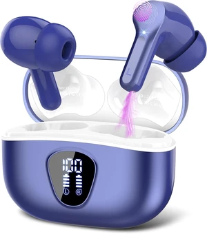 Wireless Earbuds, Bluetooth 5.3 Headphones HiFi Stereo, Bluetooth Earbuds With ENC Noise Cancelling Mic, IPX7 Waterproof in Ear Earphones, 45H, LED Display Ear buds for Pad Workout Sports, Blue Wireless Earbuds, Bluetooth 5.3 Headphones HiFi Stereo, Bluetooth Earbuds With ENC Noise Cancelling Mic, IPX7 Waterproof in Ear Earphones, 45H, LED Display Ear buds for Pad Workout Sports, Blue