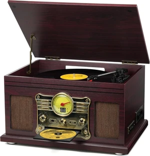 Bluetooth Record Player 10 in 1, 3-Speed Turntable for Vinyl with Speakers, LP to MP3 Converter, CD, Cassette Player, FM Radio, Wireless Streaming Coffee Bluetooth Record Player 10 in 1, 3-Speed Turntable for Vinyl with Speakers, LP to MP3 Converter, CD, Cassette Player, FM Radio, Wireless Streaming Coffee