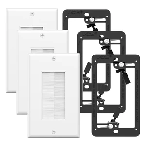 Brush Wall Plate with Low Voltage Box, Decorator Wall Cover with Low Voltage Mounting Bracket for Wall-Mount TV, Black, 3-Pack (White+Black) Brush Wall Plate with Low Voltage Box, Decorator Wall Cover with Low Voltage Mounting Bracket for Wall-Mount TV, Black, 3-Pack (White+Black)