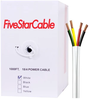 18/4 Gauge Low Voltage 4 Conductors Stranded Cable Wire - 1000 ft, 18 AWG, PVC Jacket - for Security Systems, Alarm, Audio, Control, Intercom, and Speaker Applications (White, 18-4) 18/4 Gauge Low Voltage 4 Conductors Stranded Cable Wire - 1000 ft, 18 AWG, PVC Jacket - for Security Systems, Alarm, Audio, Control, Intercom, and Speaker Applications (White, 18-4)