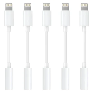 Apple MFi Certified Lightning to 3.5mm Headphone Jack Adapter -Premium Audio Quality & DAC Chip for Music Listening Car, Gym, Home Office, Compatible with iPhone 14/13/12/11/X/8/7 5Pack (White) Apple MFi Certified Lightning to 3.5mm Headphone Jack Adapter -Premium Audio Quality & DAC Chip for Music Listening Car, Gym, Home Office, Compatible with iPhone 14/13/12/11/X/8/7 5Pack (White)