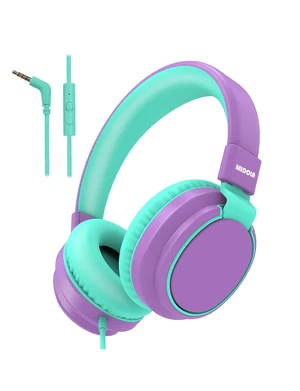 Wired Kids Headphones for School with Cord Mic,Safe Volume Limit 85/94dB Adjustable Headband Foldable Over-Ear Lightweight for Toddler Girls Boys Travel/Tablet/iPad,HD Stereo Sound,3.5mm,Purple Wired Kids Headphones for School with Cord Mic,Safe Volume Limit 85/94dB Adjustable Headband Foldable Over-Ear Lightweight for Toddler Girls Boys Travel/Tablet/iPad,HD Stereo Sound,3.5mm,Purple