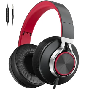 Wired Headphones with Microphone, Over-Ear Foldable Corded Head Phones with Volume Control 3.5mm Jack for Teens Adult Smartphones Chromebook (Red) Wired Headphones with Microphone, Over-Ear Foldable Corded Head Phones with Volume Control 3.5mm Jack for Teens Adult Smartphones Chromebook (Red)