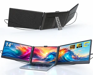Laptop Screen Extender, 14" Triple Portable Monitor for Laptop, 1080P FHD IPS Screen Extender Monitors for 13"-17", Travel Monitor for Mac/Windows/Chrome, Built-in Speakers Laptop Screen Extender, 14" Triple Portable Monitor for Laptop, 1080P FHD IPS Screen Extender Monitors for 13"-17", Travel Monitor for Mac/Windows/Chrome, Built-in Speakers