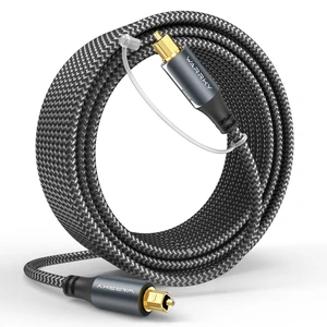 Optical Audio Cable for Soundbar and TV, 25ft, Gold-Plated, Braided Fiber Optic Toslink Cable for Soundbar & Home Theater Japanese Toray Core, Gold-Plated Connectors, Dolby DTS Compatible Optical Audio Cable for Soundbar and TV, 25ft, Gold-Plated, Braided Fiber Optic Toslink Cable for Soundbar & Home Theater Japanese Toray Core, Gold-Plated Connectors, Dolby DTS Compatible
