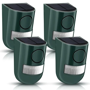 4 Pack Solar Motion Sensor Alarm 129db Outdoor Strobe Light,Green Waterproof Security Siren with Sound, Motion Detector for Driveway and Farm, Overnight Deterrent Flash Warning System 4 Pack Solar Motion Sensor Alarm 129db Outdoor Strobe Light,Green Waterproof Security Siren with Sound, Motion Detector for Driveway and Farm, Overnight Deterrent Flash Warning System