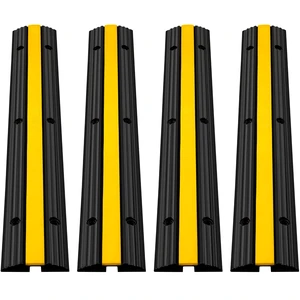 4 Pack of 1-Channel Rubber Cable Protector Ramps Heavy Duty 18000Lbs Load Capacity Cable Wire Cord Cover Ramp Speed Bump Driveway Hose Cable Ramp Protective Cover 4 Pack of 1-Channel Rubber Cable Protector Ramps Heavy Duty 18000Lbs Load Capacity Cable Wire Cord Cover Ramp Speed Bump Driveway Hose Cable Ramp Protective Cover