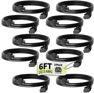 Universal 6ft 10 Pack Power Cord, 3-Prong Pure Copper ETL, Black 10 Amps 125 Volts NEMA 5-15P to C13 AC Cable for TV Monitor PC Printer PlayStation Samsung Dell HP Sony LG Apple Vizio Asus Universal 6ft 10 Pack Power Cord, 3-Prong Pure Copper ETL, Black 10 Amps 125 Volts NEMA 5-15P to C13 AC Cable for TV Monitor PC Printer PlayStation Samsung Dell HP Sony LG Apple Vizio Asus