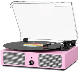 Vintage Wooden Record Player with Bluetooth 3-Speed Belt-Driven Turntable Built-in Speakers, Beginner Friendly Retro Phonograph for Home Decor, for Vinyl Enthusiasts (Pink) Vintage Wooden Record Player with Bluetooth 3-Speed Belt-Driven Turntable Built-in Speakers, Beginner Friendly Retro Phonograph for Home Decor, for Vinyl Enthusiasts (Pink)