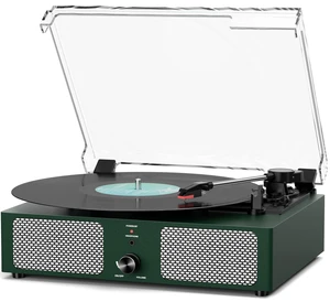 Vintage Wooden Record Player with Bluetooth 3-Speed Belt-Driven Turntable Built-in Speakers, Beginner Friendly Retro Phonograph for Home Decor, for Vinyl Enthusiasts (Emerald Green) Vintage Wooden Record Player with Bluetooth 3-Speed Belt-Driven Turntable Built-in Speakers, Beginner Friendly Retro Phonograph for Home Decor, for Vinyl Enthusiasts (Emerald Green)