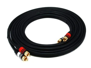 Premium Two-Channel Audio Cable - 12 Feet - Black 2 RCA Plug to 2 RCA Plug 22AWG, Male to Male Premium Two-Channel Audio Cable - 12 Feet - Black 2 RCA Plug to 2 RCA Plug 22AWG, Male to Male