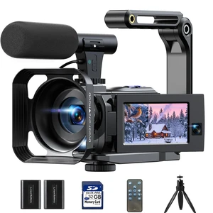 5K Camcorder Video Camera, Night Vision, Dual Lens, 3" Touchscreen 5K 56MP Dual Lens (Front 4K/Rear 1080P), 16X Digital Zoom, IR Night Vision, WiFi, Webcam/HDMI, 32GB Card, Mic, Vlogging Kit 5K Camcorder Video Camera, Night Vision, Dual Lens, 3" Touchscreen 5K 56MP Dual Lens (Front 4K/Rear 1080P), 16X Digital Zoom, IR Night Vision, WiFi, Webcam/HDMI, 32GB Card, Mic, Vlogging Kit