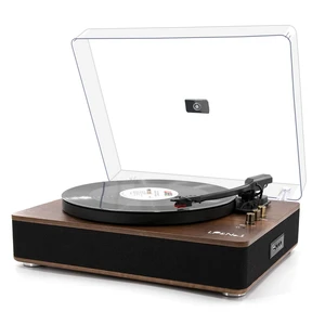 Record Player with Stereo Speakers, 3-Speed Belt-Drive Turntable for Vinyl Records with Bluetooth Playback and Auto-Stop, Vinyl Record Player with USB Recording,Pitch Control,Walnut Wood Record Player with Stereo Speakers, 3-Speed Belt-Drive Turntable for Vinyl Records with Bluetooth Playback and Auto-Stop, Vinyl Record Player with USB Recording,Pitch Control,Walnut Wood
