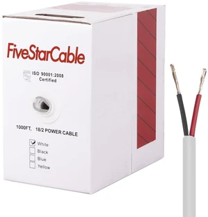 18-2 Gauge Low Voltage Stranded Cable Wire - 1000 ft, 18 AWG, PVC Jacket - for Security Systems, Alarm, Audio, Control, Intercom, and Speaker Applications (White, 18-2) 18-2 Gauge Low Voltage Stranded Cable Wire - 1000 ft, 18 AWG, PVC Jacket - for Security Systems, Alarm, Audio, Control, Intercom, and Speaker Applications (White, 18-2)