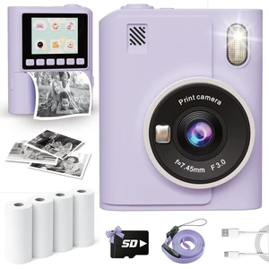 Instant Print Camera for Kids, Christmas Birthday Gifts for 4 5 6 7 8 9 10 Year Old Girls Boys, Portable Toy with 4 Rolls Printing Paper, Purple Instant Print Camera for Kids, Christmas Birthday Gifts for 4 5 6 7 8 9 10 Year Old Girls Boys, Portable Toy with 4 Rolls Printing Paper, Purple