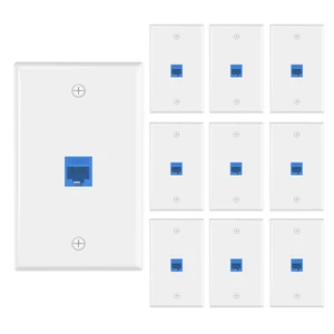 CAT6 Ethernet Wall Plate (UL Listed) Blue 10-Pack UL Listed for Safety, 1000Mbps Keystone Coupler Female to Female, PoE Support CAT6 Ethernet Wall Plate (UL Listed) Blue 10-Pack UL Listed for Safety, 1000Mbps Keystone Coupler Female to Female, PoE Support