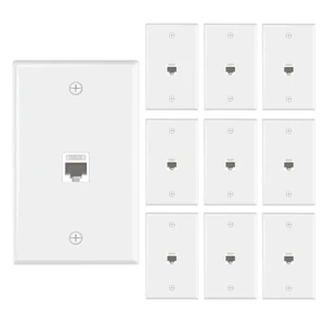 CAT6 Ethernet Wall Plate (UL Listed) White 10-Pack UL Listed for Safety, 1000Mbps Keystone Coupler Female to Female, PoE Support CAT6 Ethernet Wall Plate (UL Listed) White 10-Pack UL Listed for Safety, 1000Mbps Keystone Coupler Female to Female, PoE Support