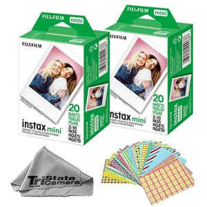 Instax Mini Instant Film, 40 Exposures + Sticker Frame Set + TSC Microfiber Cleaning Cloth, for Mini 8, 9, 11, 12, 25, 50S, 7S, 90 & Mini Link Instax Mini Instant Film, 40 Exposures + Sticker Frame Set + TSC Microfiber Cleaning Cloth, for Mini 8, 9, 11, 12, 25, 50S, 7S, 90 & Mini Link