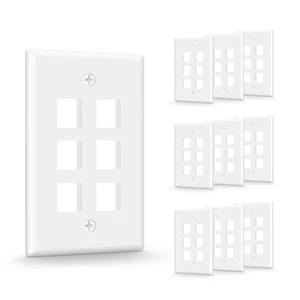6-Port Keystone Wall Plate (UL Listed), White 10-Pack UL Listed for Safety, Designed for RJ45/HDMI/Coax Keystone Jack, Low Profile Wall Plate 6-Port Keystone Wall Plate (UL Listed), White 10-Pack UL Listed for Safety, Designed for RJ45/HDMI/Coax Keystone Jack, Low Profile Wall Plate