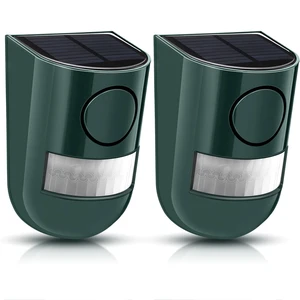 2 Pack Solar Motion Sensor Alarm 129db Outdoor Strobe Light,Green Waterproof Security Siren with Sound, Motion Detector for Driveway and Farm, Overnight Deterrent Flash Warning System 2 Pack Solar Motion Sensor Alarm 129db Outdoor Strobe Light,Green Waterproof Security Siren with Sound, Motion Detector for Driveway and Farm, Overnight Deterrent Flash Warning System