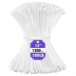 Zip Ties, 1200pcs White Cable Zip Ties 12 Inch, Heavy Duty Plastic Wire Ties with 100lb Tensile Strength, Self-Locking White Nylon Tie Wraps for Indoor and Outdoor Zip Ties, 1200pcs White Cable Zip Ties 12 Inch, Heavy Duty Plastic Wire Ties with 100lb Tensile Strength, Self-Locking White Nylon Tie Wraps for Indoor and Outdoor