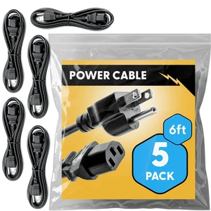 UL Approved 6ft Universal Power Cord (5 Pack) - IEC C13 to NEMA 5-15P Computer Monitor Cable for IT Departments, Data Centers & Bulk Purchasing - 18AWG 10A 125V UL Approved 6ft Universal Power Cord (5 Pack) - IEC C13 to NEMA 5-15P Computer Monitor Cable for IT Departments, Data Centers & Bulk Purchasing - 18AWG 10A 125V
